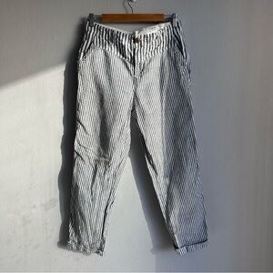 Gap Cotton Linen High Rise Straight Legs Girlfriend Chino in Blue & White Stripe